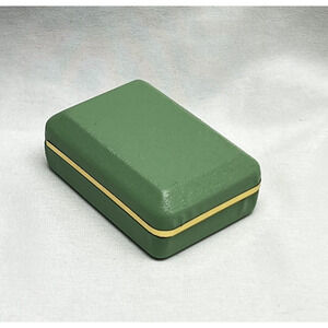 Vintage 1960s Anson Jewelry Box Empty Original Box Clamshell Green & Gold